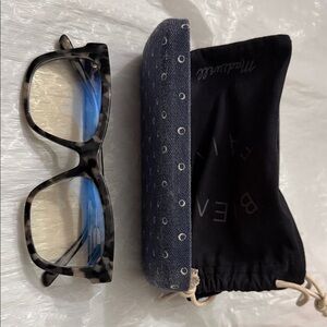 Madewell Blue Light Tortoise Glasses and Case
